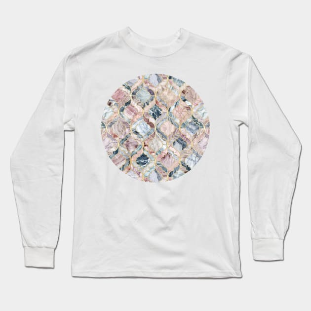 Marble Moroccan Tile Pattern Long Sleeve T-Shirt by micklyn